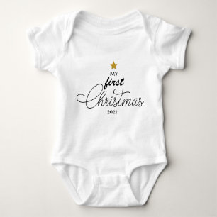 Trendy My First Christmas Script Baby One-Piece Ba Baby Strampler