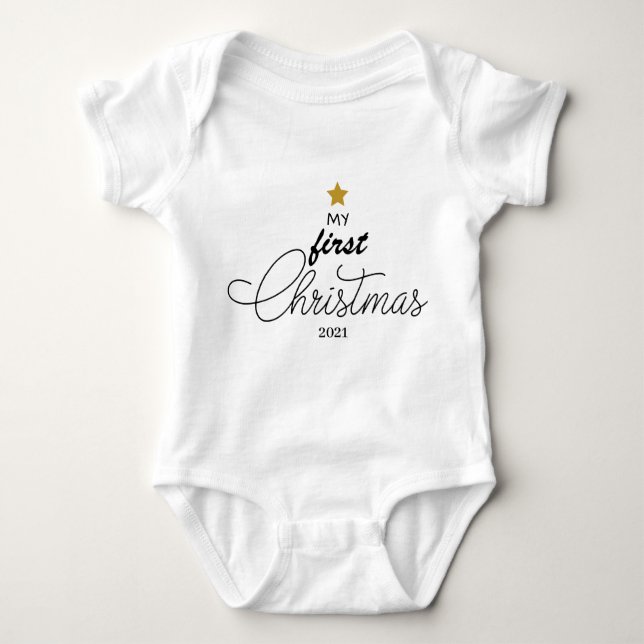 Trendy My First Christmas Script Baby One-Piece Ba Baby Strampler (Vorderseite)