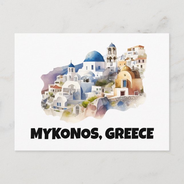 Trendy Mykonos Greece Vintage Travel Postkarte (Vorderseite)
