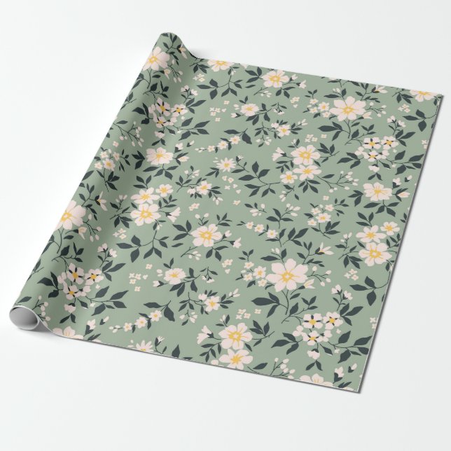 Trendy nahtlose Vintage Blumenmuster. Endlos Geschenkpapier (Ungerollt)