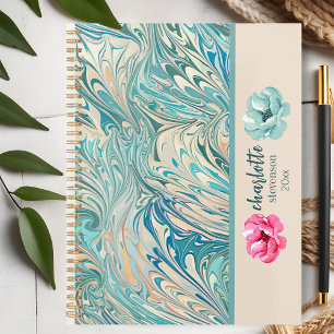 Trendy Name Personalisiert Aquamarin Marble Geode Planer