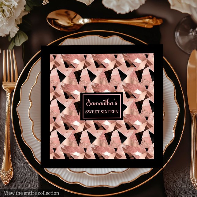 Trendy Napkins Schimmernde Rose Gold & Black Serviette (Trendy Napkins Shimmering Rose Gold & Black)