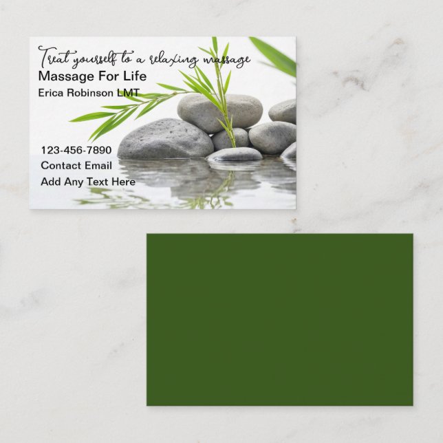 Trendy Natural Massage Therapist Business Cards Visitenkarte (Vorne/Hinten)