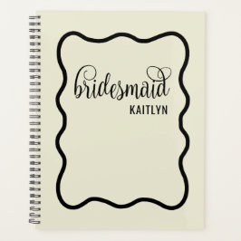 Trendy Natural und Black Retro Bridesmaid Planer