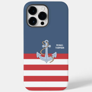 Trendy nautical Anchor Monogram mit Stripes Marine Case-Mate iPhone 14 Pro Max Hülle
