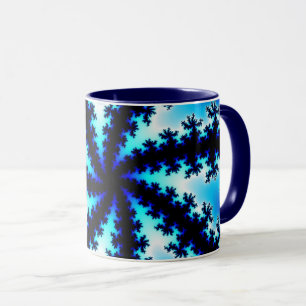 Trendy Navy Blau und Weiß Fraktal Tasse