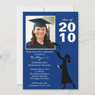 Trendy Navy Blue & Black Abschluss Einladung