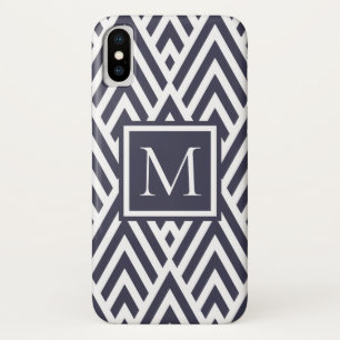 Trendy Navy Blue Monogram Diamond Muster Case-Mate iPhone Hülle