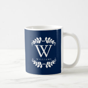Trendy Navy Blue Monogram Tasse