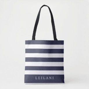 Trendy Navy Blue Stripe Muster