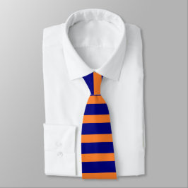 Trendy Navy Blue und Orange Horizontal Streifen Krawatte