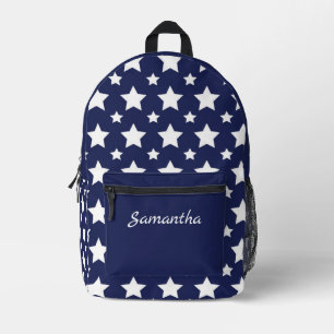 Trendy Navy Blue & White Stars Personalisiert Bedruckter Rucksack