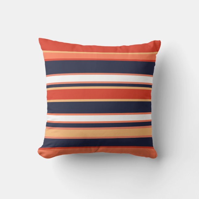 Trendy Navy Coral Mango Orange Yellow Modern Kissen (Vorderseite)