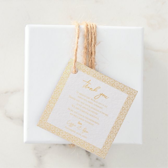 Trendy Navy Gold Design Hochzeit Vielen Dank für I Geschenkanhänger (Mit Box)