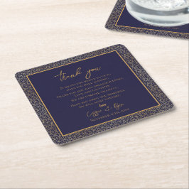 Trendy Navy Gold Design Hochzeit Vielen Dank für I Rechteckiger Pappuntersetzer