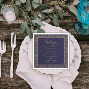 Trendy Navy Gold Design Hochzeit Vielen Dank für I Serviette