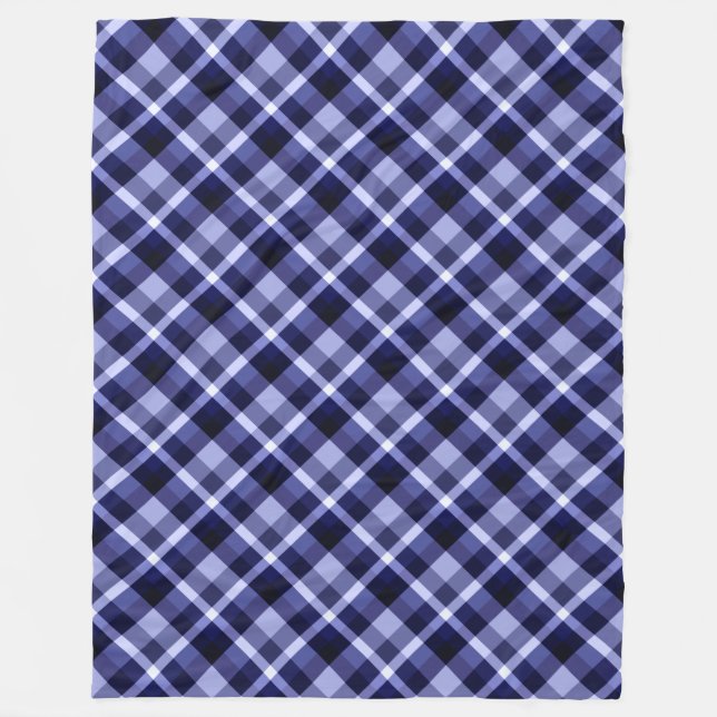 Trendy Navy Kariert Print Large Fleece Blanket (Vorderseite)