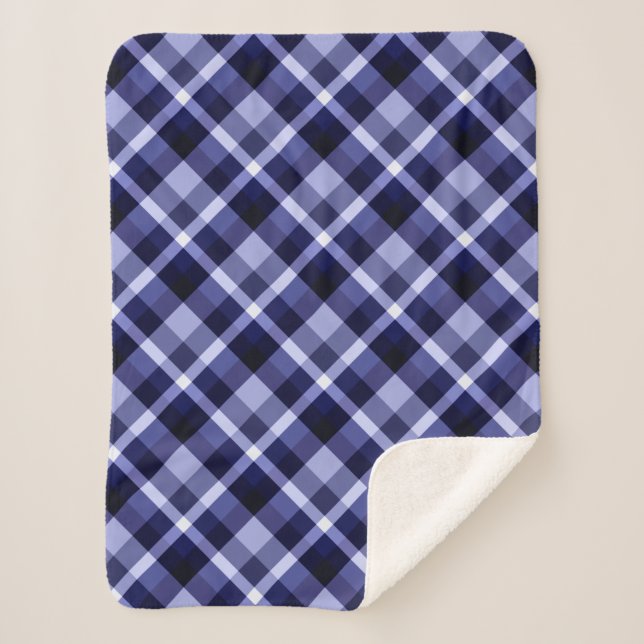 Trendy Navy Kariert Print Small Sherpa Blanket Sherpadecke (Vorderseite)
