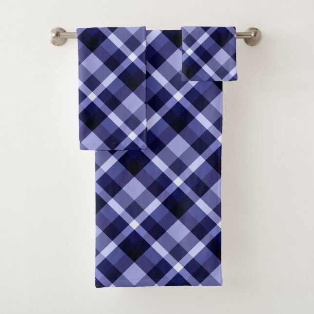 Trendy Navy Kariertes Muster Badetuch Set (Insitu)