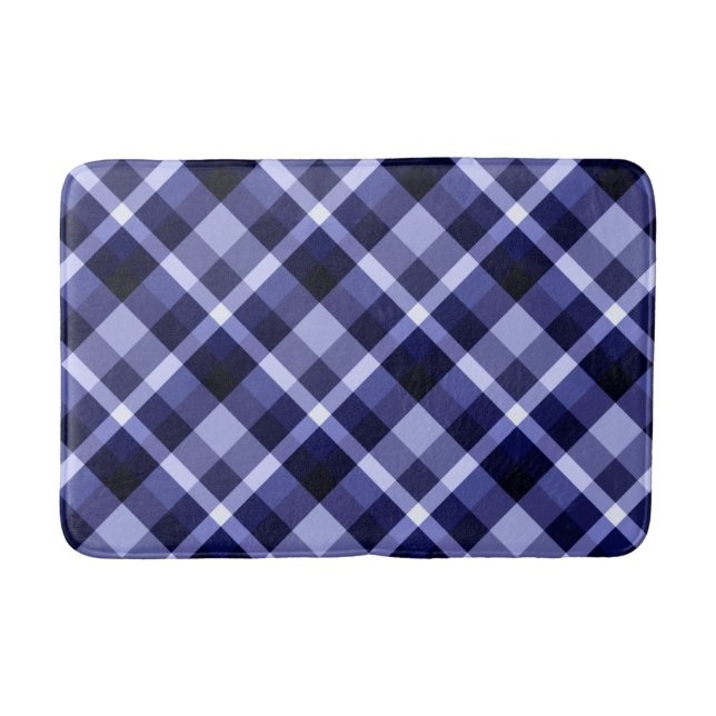 Trendy Navy Kariertes Muster Medium Bath Mat Badematte (Vorderseite)