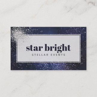 Trendy Navy & Silver Night Sky Beruflich Visitenkarte