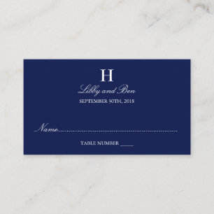 Trendy Navy & White Wedding Platzkarte
