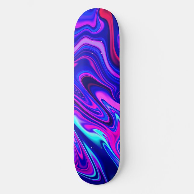 Trendy neblau pink türkis Abstrakt Skateboard (Vorderseite)