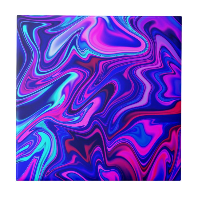 Trendy neon blue pink turquoise Abstract  Fliese (Vorderseite)