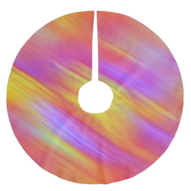 Trendy Neon Bright Red Pink Yellow Abstrakt Polyester Weihnachtsbaumdecke (Vorderseite)