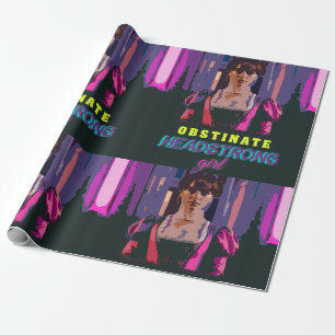 Trendy Neon Cyberpunk Obstinate Headstrong Girl Geschenkpapier