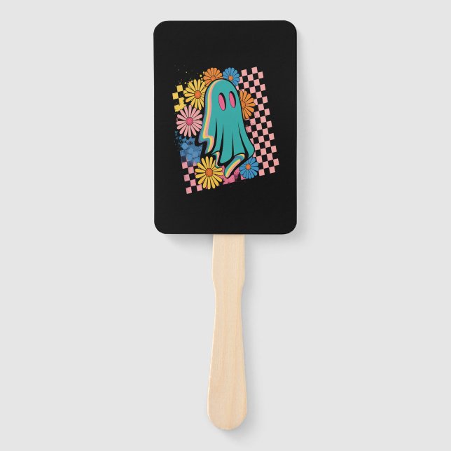 Trendy Neon Floral Ghost Halloween Fächer (Vorderseite)