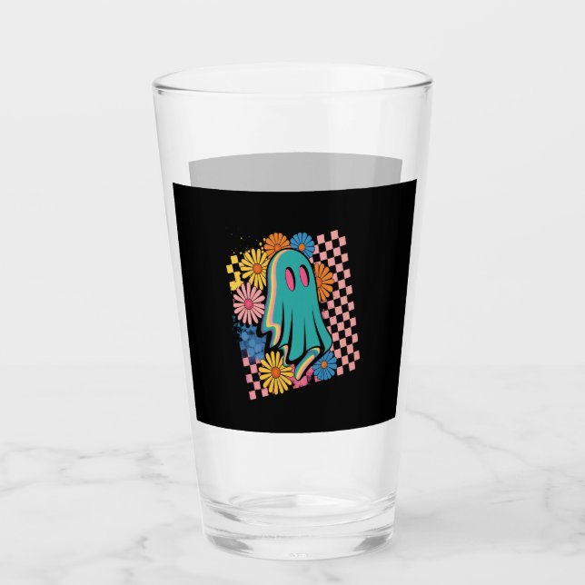 Trendy Neon Floral Ghost Halloween Glas (Vorderseite)