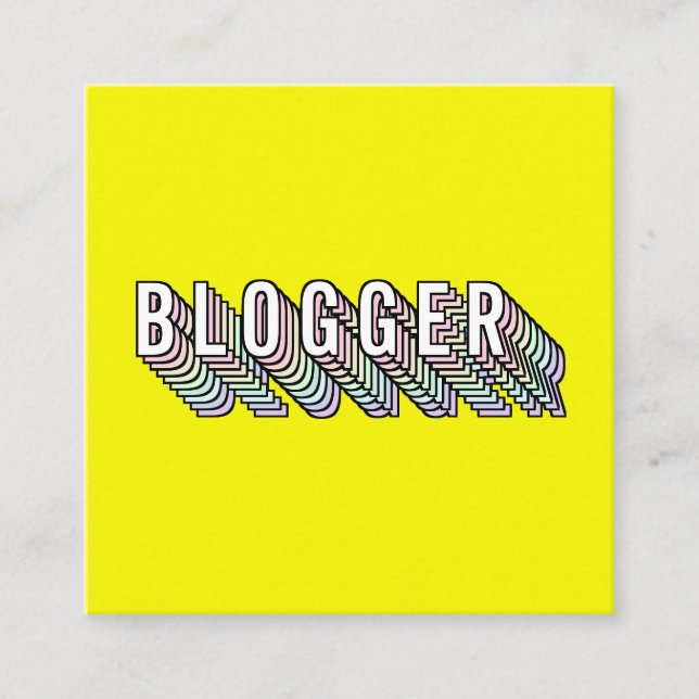 Trendy neon gelb 3d Typografy Blogger minimal Quadratische Visitenkarte (Vorderseite)