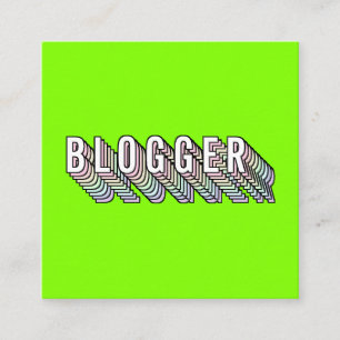 Trendy neon green 3d typografie Blogger minimal Quadratische Visitenkarte
