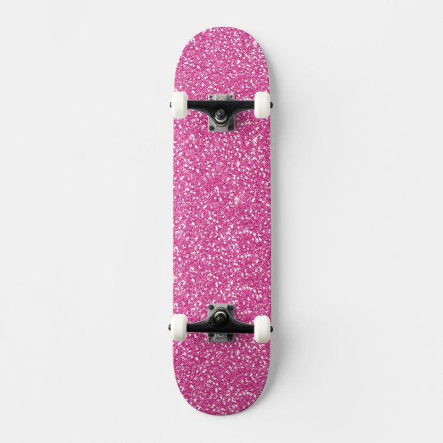 Trendy Neon Hot Pink Glitzer Skateboard (Vorderseite)