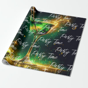 Trendy Neon Party Time Personalisiert Geschenkpapier