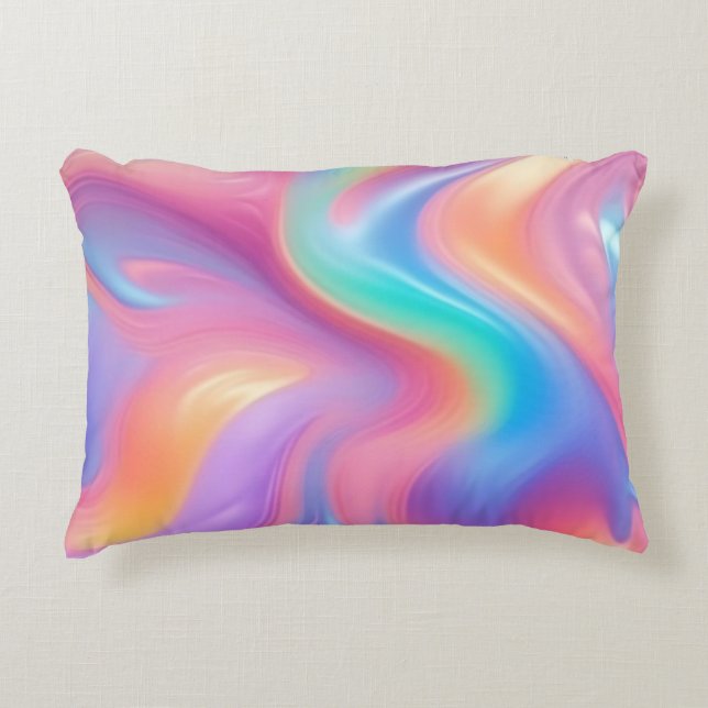 Trendy Neon Pink Blau abstrakte Wellen Dekokissen (Vorderseite)