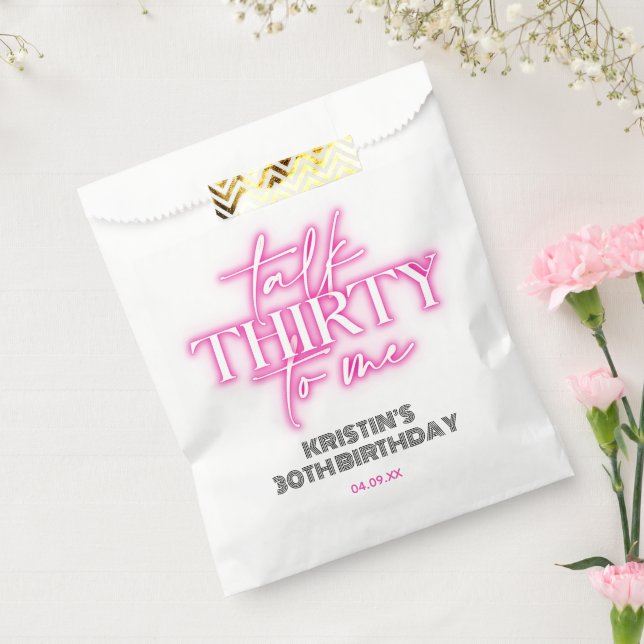 Trendy Neon Pink Talk Thirty to Me 30th Birthday Geschenktütchen (Versiegelt)