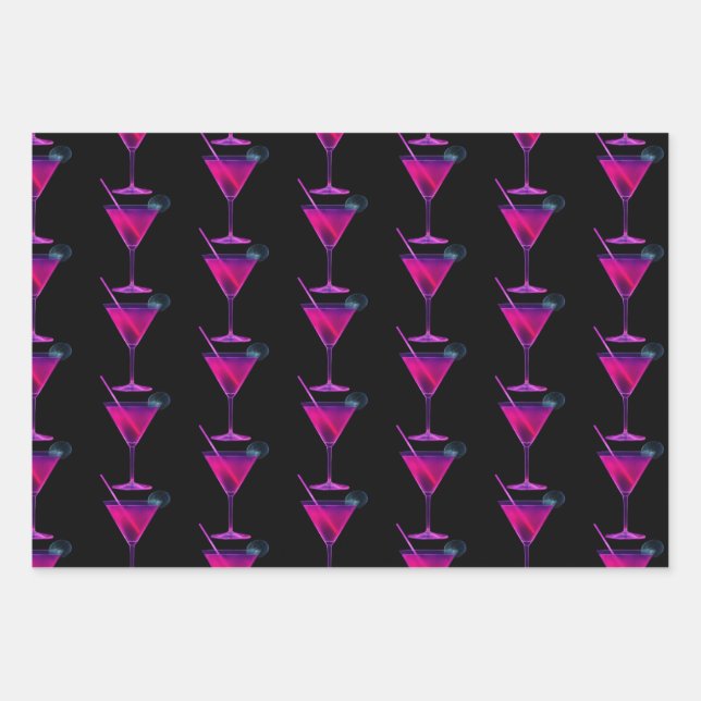 Trendy Neon Wrapping Paper Flat Sheet Set 3 Geschenkpapier Set (Vorderseite)