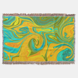 Trendy Neon Yellow Orange Green Abstrakt Swirl Decke