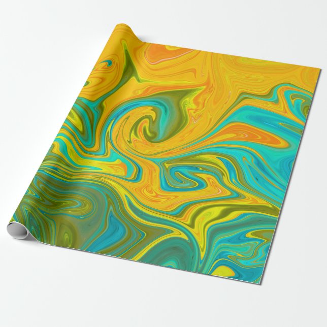 Trendy Neon Yellow Orange Green Abstrakt Swirl Geschenkpapier (Ungerollt)