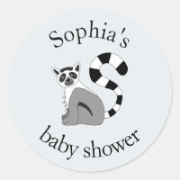 Trendy Neutral Jungle Lemur & Name Baby Dusche