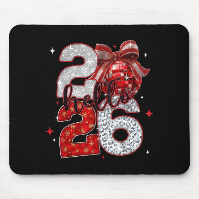 Trendy New Year’s Eve Hello 2026 Happy New Year Fa Mousepad (Vorne)