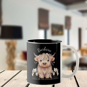 Trendy Niedlich Boho Highland Cow Zweifarbige Tasse