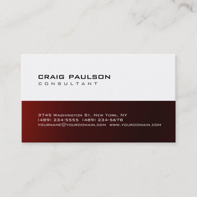 Trendy Niedlich Chic Dark Red White Business Card Visitenkarte (Vorderseite)
