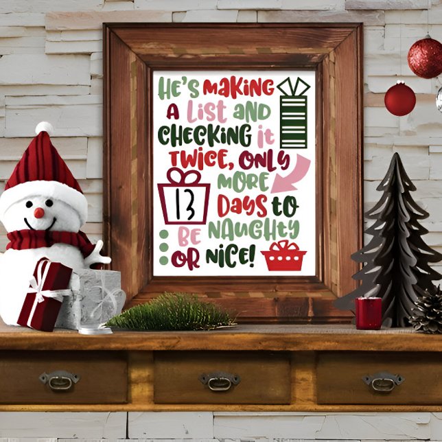 Trendy Niedlich Christmas Countdown Typografy Zita Poster (Von Creator hochgeladen)