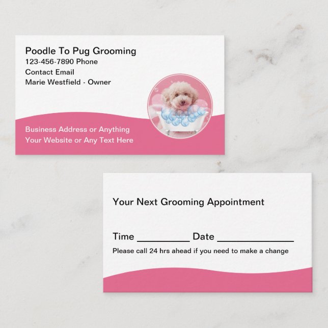 Trendy Niedlich Dog Grooming Business Cards Terminkarte (Vorne/Hinten)