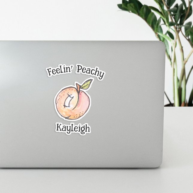 Trendy Niedlich Feelin Peachy Peach Name Moderner  Aufkleber (Von Creator hochgeladen)