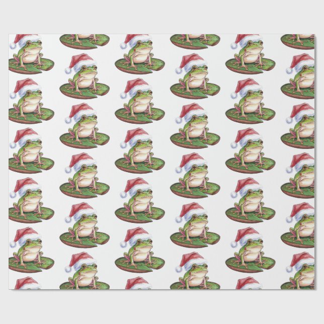 Trendy Niedlich Frog Weihnachtsmannmütze Weihnacht Geschenkpapier (Flach)