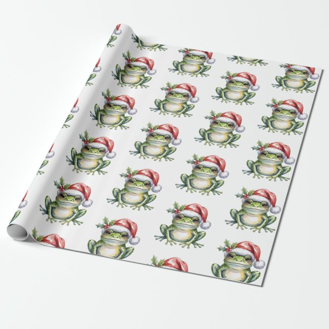 Trendy Niedlich Frog Weihnachtsmannmütze Weihnacht Geschenkpapier (Ungerollt)